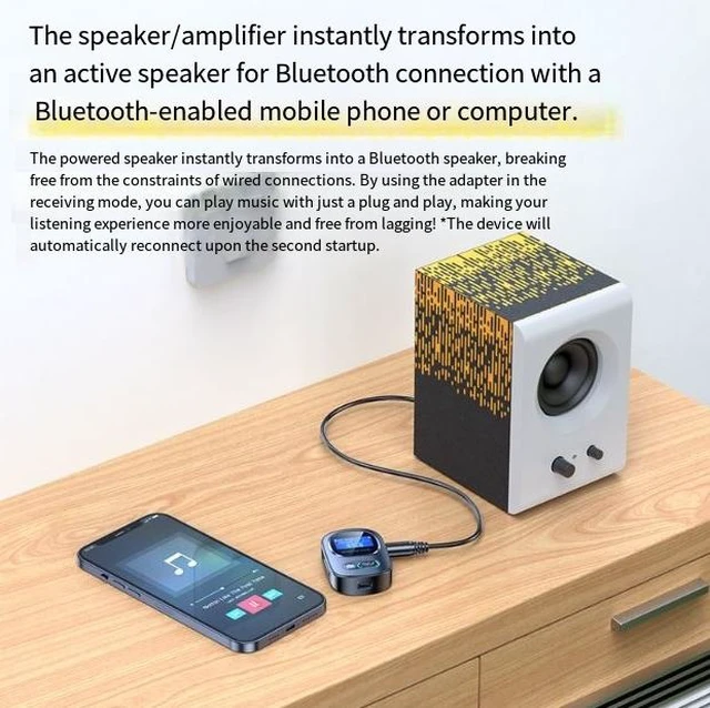 Alt view image 2 of 3 - T68 Bluetooth 5.3 Audio Transmitter Receiver 2-in-1 AUX Wireless Audio Adapter with LED Display 300mAh Battery 10m Range Type-C Charging 7.5H RX/5H TX for TV Car Speakers