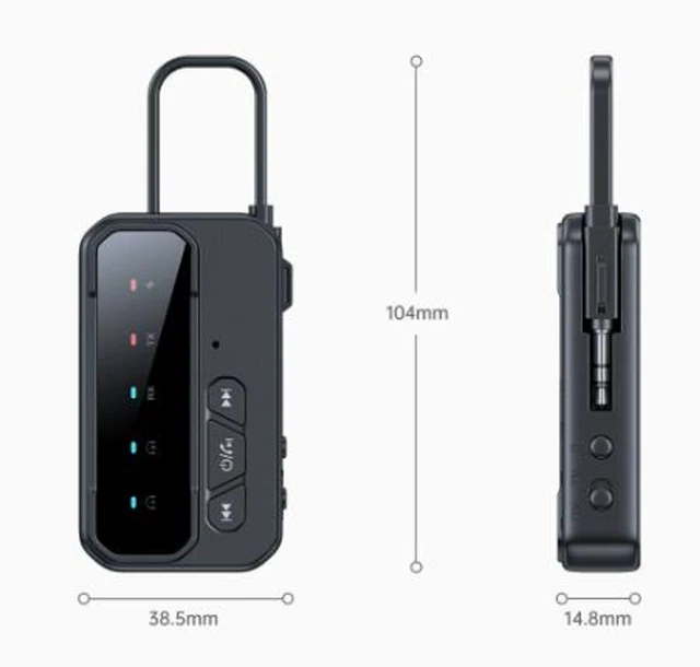 Alt view image 5 of 5 - BT-108 Bluetooth 5.4 Audio Transmitter Receiver Adapter 3-in-1 AUX Wireless Audio Adapter Dual-Link for 2 Headphones 200mAh Battery 10H RX / 6H TX Type-C Charging 3.5mm AUX Connection