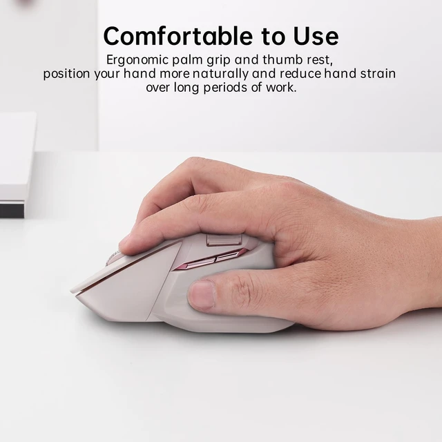 Alt view image 5 of 7 - MT760 Multi-Device Wireless Mouse Tri-Mode Bluetooth 5.0/3.0 + 2.4GHz 11 Programmable Buttons 4-Device Switching M+ Cross-Computer Technology USB-C Rechargeable Battery 90 Days Battery Life Pink