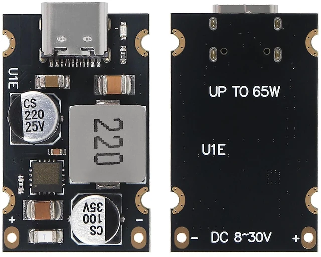 Alt view image 2 of 6 - 65W PD Fast Charging Module Type-C USB Interface Power Delivery Charger Board PD3.1 PPS QC3.0 SCP DC 8-30V Input 3.3-21V Auto Output 20V 3.25A Max Protection Circuit 3PCS