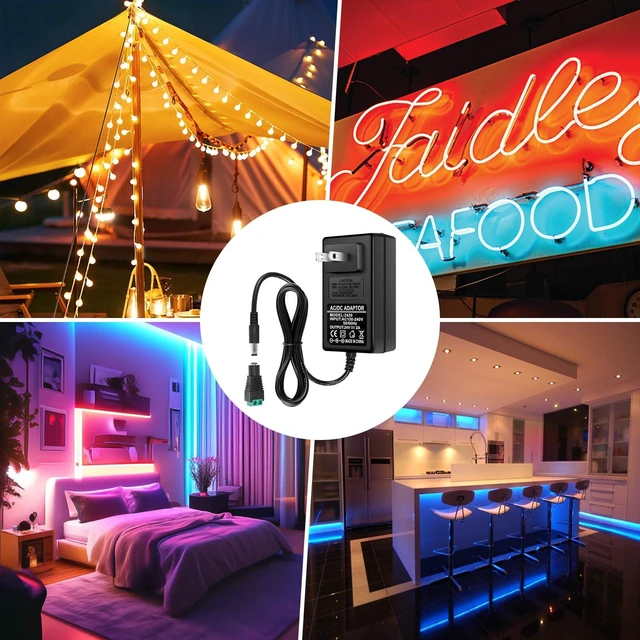 Alt view image 6 of 6 - 24V 2A 48W AC/DC LED Power Supply Wall Adapter 100-240V Input 5.5mm x 2.1mm DC Plug LED Driver Transformer with Overload and Short Circuit Protection for LED Strip Lights