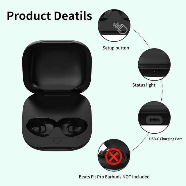 Alt view image 2 of 7 - USB-C Wireless Earbud Charging Case Replacement 680mAh Battery Bluetooth Pairing Hard Shell Charging Case 2 Hour Case Recharge 30 Minute Earbud Recharge No Earbuds Included