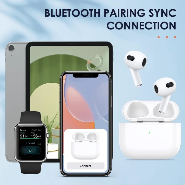 Alt view image 7 of 7 - Wireless Charging Case Replacement Charger Case with Bluetooth Pairing Sync Button 600 mAh Built-in Battery Wired and Wireless Charging For Apple AirPods 3rd Gen No Earbuds White