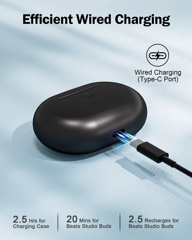 Alt view image 5 of 7 - Y021 Replacement Charging Case for Studio Buds Earbud Charger Case with Bluetooth Pairing Sync Button 660mAh Battery LED Battery Display Portable ABS Design Earbuds Not Included