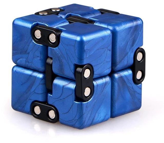 Main image of Fidget Cube Stress Relief Toy Flip and Fold Crazy Cube with 8 Linked Cubes ABS Plastic Anxiety Relief and Focus Toy for Kids Adults ADD ADHD Portable Finger Exercise Time Killing Toy Blue