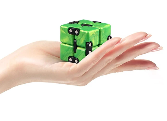 Alt view image 2 of 3 - Fidget Cube Stress Relief Toy Flip and Fold Crazy Cube with 8 Linked Cubes ABS Plastic Anxiety Relief and Focus Toy for Kids Adults ADD ADHD Portable Finger Exercise Time Killing Toy Blue