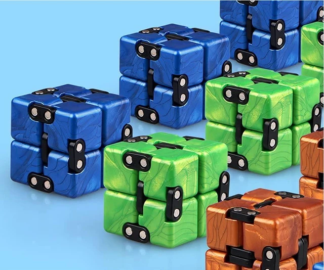 Alt view image 3 of 3 - Fidget Cube Stress Relief Toy Flip and Fold Crazy Cube with 8 Linked Cubes ABS Plastic Anxiety Relief and Focus Toy for Kids Adults ADD ADHD Portable Finger Exercise Time Killing Toy Blue