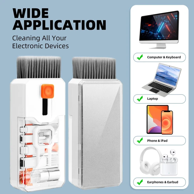 Alt view image 7 of 7 - GW013 Electronics Cleaning Kit Keyboard Cleaning Kit Laptop Screen Cleaner Computer Cleaning Tools with Keycap Puller Brushes Cleaning Cloths and Lens Pen For MacBook/iPad/iPhone