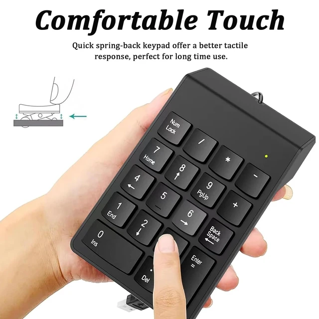 Alt view image 2 of 5 - USB Numeric Keypad 10 Key Number Pad Numpad Keyboard with Quiet Scissor Switch Keys and 15° Tilt Design Plug and Play Data Entry Keyboard for Laptop Desktop PC Compatible with Windows