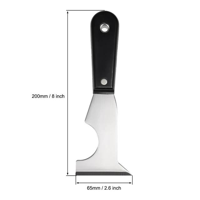 Alt view image 2 of 3 - Putty Scraper 65mm Stainless Steel Stiff Blade Paint Scraper with Wooden Handle 0.7mm Blade 95mm Blade Length 200mm Total Length for Wall Floor Tile and Wood Spackle Removal