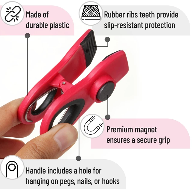 Alt view image 7 of 7 - MB06 Magnetic Chip Clips Reusable Bag Clips and Food Storage Closers with Airtight Seal Strong Plastic Clips with Stainless Steel Spring for Kitchen Organization and Refrigerator Use 6 Pack