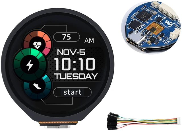 Main image of RP2040-Touch-LCD-1.28 Development Board 1.28 Inch Round Capacitive Touch LCD 240x240 IPS Display 65K RGB Colors Dual-Core Arm Cortex M0+ Processor 6-Axis Sensor USB Type-C