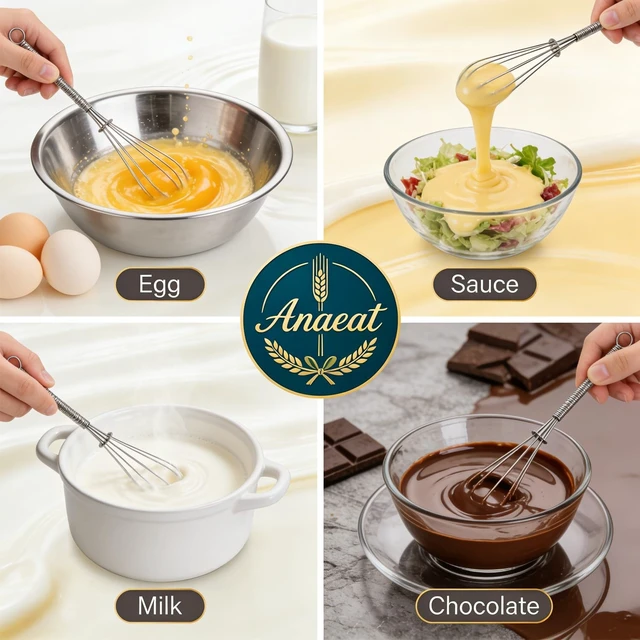 Alt view image 4 of 7 - Mini Stainless Steel Whisk Set 1 MM Thick Wire Egg Beater Small Kitchen Mixing Whisk for Coffee Sauces Cream and Beverages Portable Dishwasher Safe 6" + 8" Set of 2
