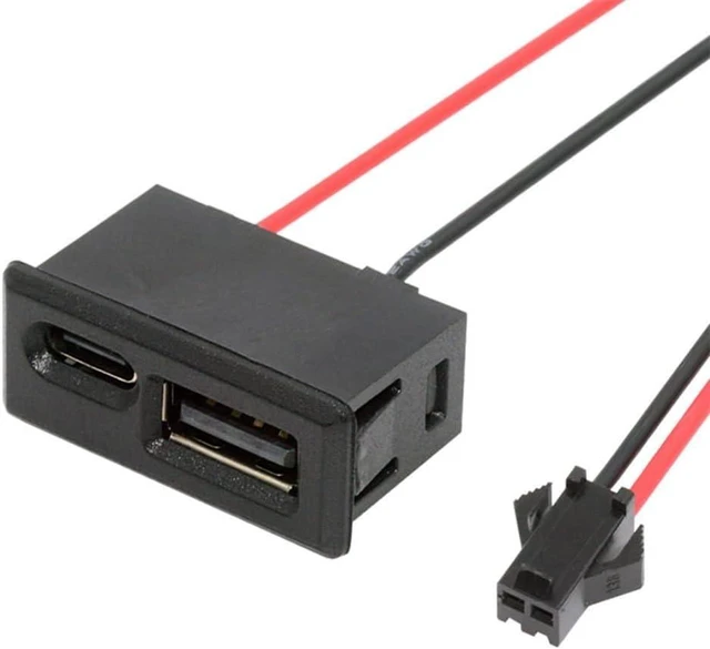 Alt view image 7 of 7 - USB Type-A & Type-C Horizontal Female Socket to 2-Pin Header Cable Latch-Mount Connector Lead 2.54mm Pitch DC 5V Power Extension Cable for Cabinet Devices