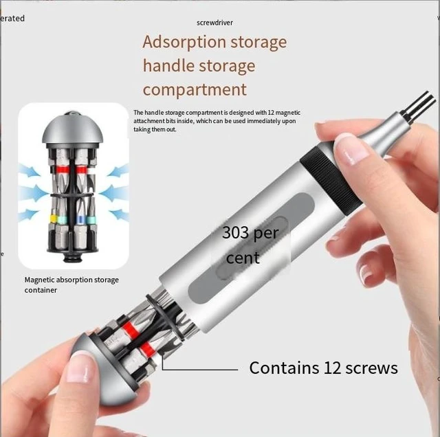 Alt view image 2 of 5 - 14-in-1 Ratchet Screwdriver Set Concealed Screwdriver Tool Kit with Aluminum Head All-Metal Hand Tool Set with Aluminum Case Strong Adsorption Design for Home Disassembly