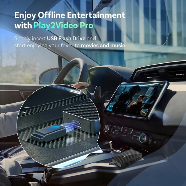 Alt view image 10 of 10 - OTTOCAST Play2Video Pro- Wireless CarPlay Android Auto Adapter Built-in 4 Video Apps, Magic CarPlay Car Video AI Box Support Netflix, YouTube, IPTV, Prime Video, Spotify for Wired CarPlay Cars