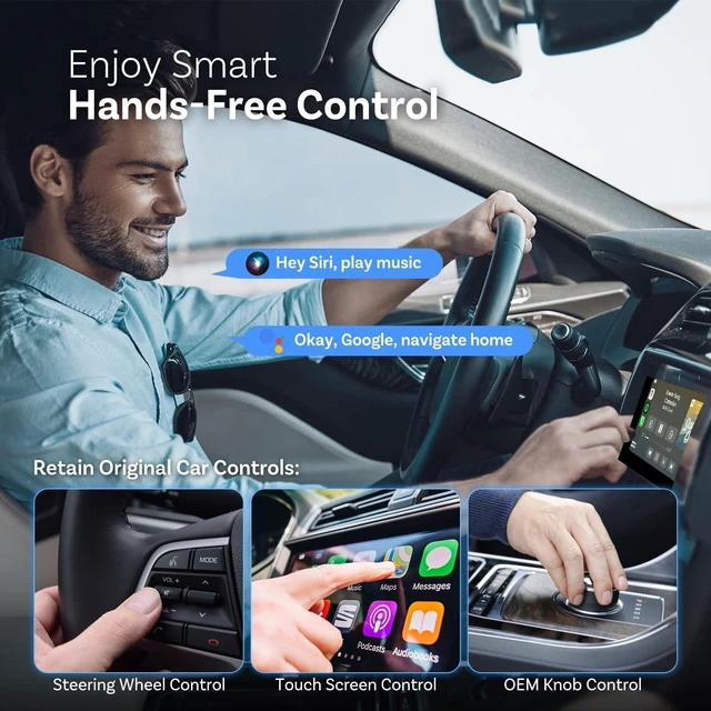 Alt view image 9 of 10 - OTTOCAST Play2Video Pro- Wireless CarPlay Android Auto Adapter Built-in 4 Video Apps, Magic CarPlay Car Video AI Box Support Netflix, YouTube, IPTV, Prime Video, Spotify for Wired CarPlay Cars