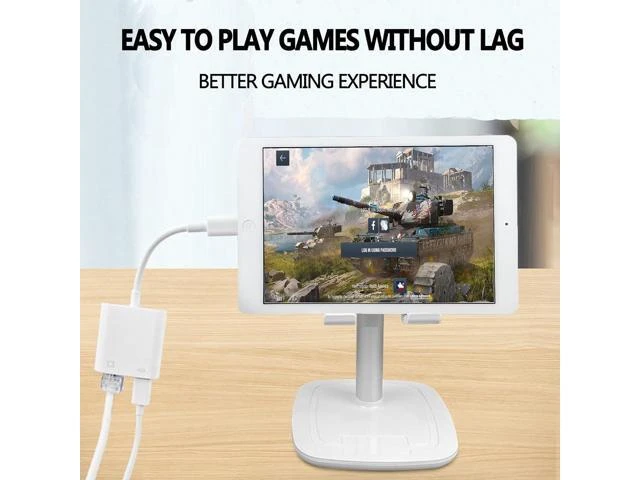 Alt view image 5 of 6 - Lightning to RJ45 Ethernet Adapter 2-in-1 LAN Network Multiport Adapter with Charging Port 100Mbps Wired Internet Access Plug and Play No Driver Required Compatible with iPhone and iPad