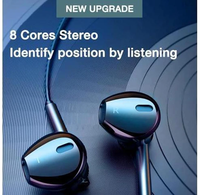 Alt view image 2 of 5 - Wired Headphones In-Ear Earbuds with Microphone 8 Cores Dynamic Stereo Bass Earphone Headset for Mobile Phone Wired In-Ear Earphones and Stereo Audio Headset