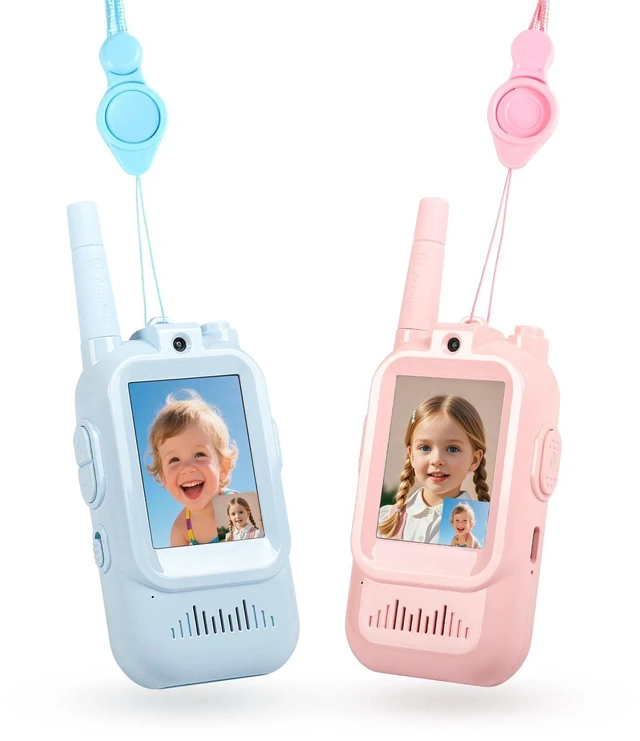 Main image of KM-Walkie-BP-2P Video Walkie Talkies for Kids Rechargeable Voice and Video Communication Devices HD Camera Long Range up to 1000 Feet USB Type-C Blue/Pink 2 Pack