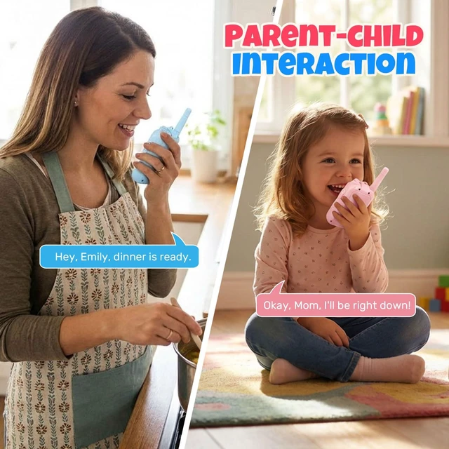 Alt view image 5 of 7 - KM-Walkie-BP-2P Video Walkie Talkies for Kids Rechargeable Voice and Video Communication Devices HD Camera Long Range up to 1000 Feet USB Type-C Blue/Pink 2 Pack