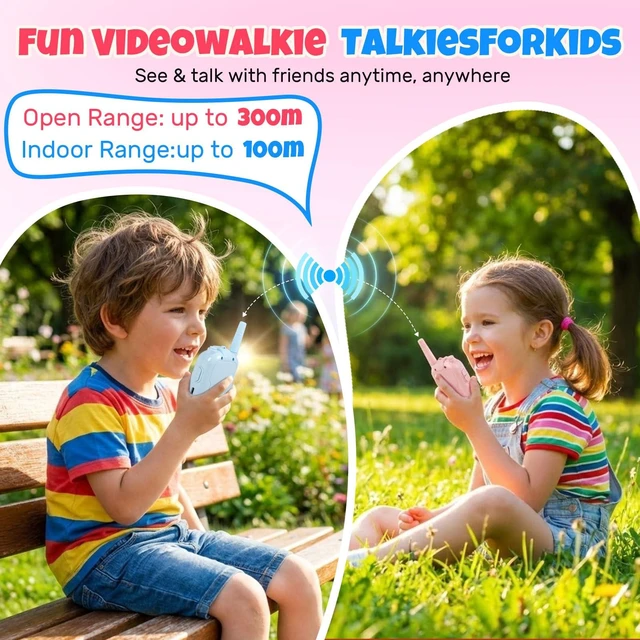 Alt view image 6 of 7 - KM-Walkie-BP-2P Video Walkie Talkies for Kids Rechargeable Voice and Video Communication Devices HD Camera Long Range up to 1000 Feet USB Type-C Blue/Pink 2 Pack