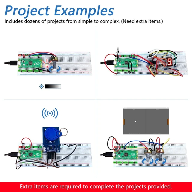 Alt view image 4 of 6 - Pico Microcontroller Development Board with Pre-Soldered Header Dual-Core Arm Cortex-M0+ up to 133 MHz 264 KB SRAM 2 MB QSPI Flash 26 GPIO USB Cable MicroPython C Java Tutorials For Raspberry Pi Pico