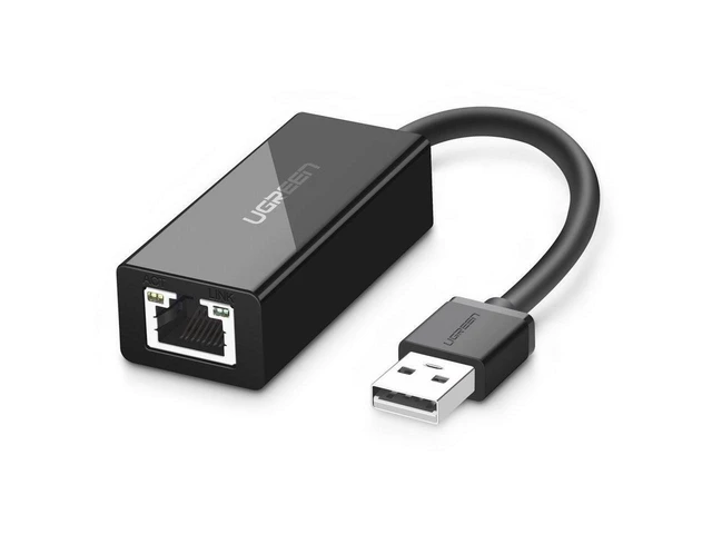 Main image of USB 2.0 Ethernet Adapter 10/100Mbps RJ45 Network Adapter Wired USB to LAN Converter with Link and Activity LEDs Full/Half-Duplex Support For Windows MacBook and Linux Black