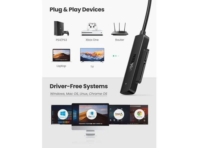 Alt view image 5 of 7 - USB 3.0 to SATA III Adapter Cable 2.5 inch HDD SSD Hard Drive Converter 5Gbps UASP Data Transfer Plug and Play SATA to USB Adapter for PS5/PS4 Pro/PS4/PS3 Xbox One/360 Mac OS and Linux
