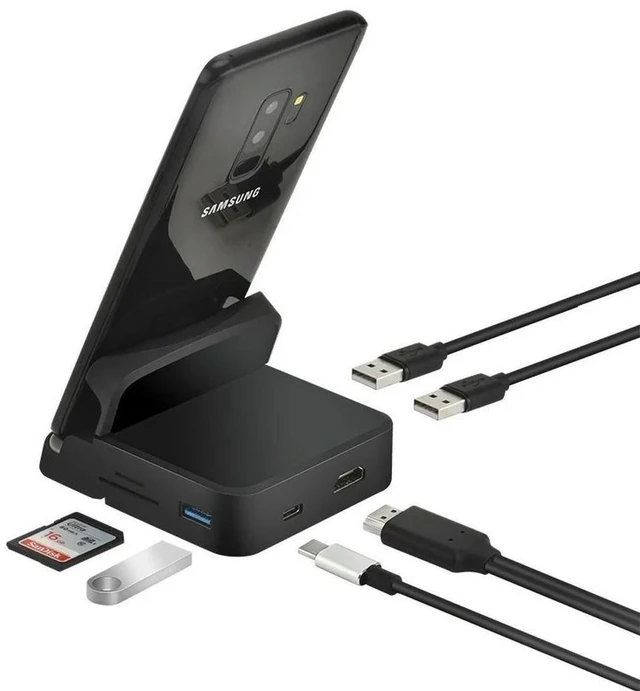 Main image of 8 in 1 Type C Hub Docking Station USB C HDMI-Compatible Dock Phone Stand Dex Pad Station Power Charger Kit for Mobile Device Charging and HDMI Display Connection