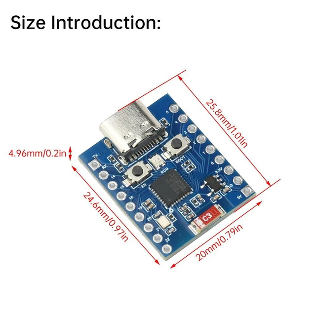 Alt view image 5 of 6 - ESP32-C6FH4 2.4G Super Mini Development Board Bluetooth-Compatible ESP32-C6 Module with Type-C Interface Compact ESP32-C6 Development Module Type-C Interface Board 2.4G Bluetooth-Compatible Module