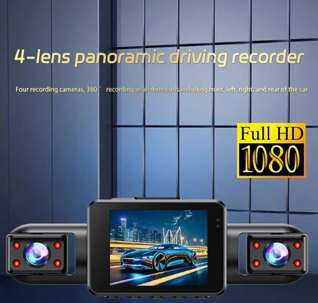 Alt view image 2 of 5 - 4-Channel 360° Panoramic Dash Cam Front Left Right Rear Car Camera DVR 1080P HD Quad Recording Voice Control Sentry Mode Parking Monitor WiFi Phone App Connectivity Anti-Scratch Car Security