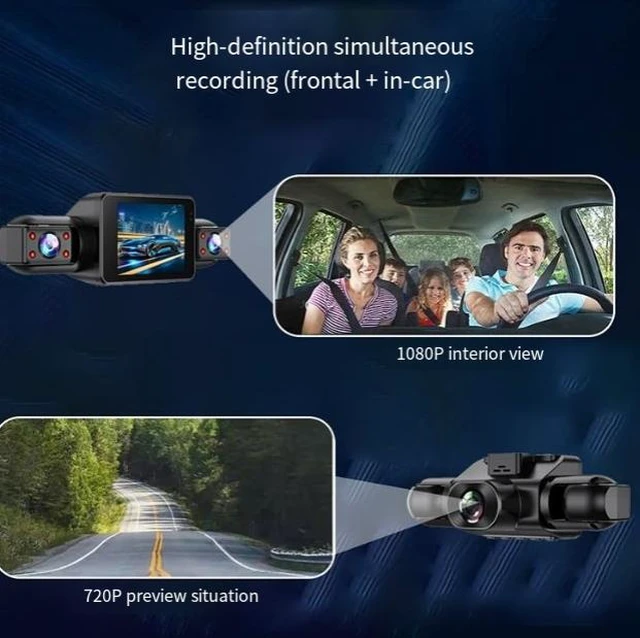 Alt view image 4 of 5 - 4-Channel 360° Panoramic Dash Cam Front Left Right Rear Car Camera DVR 1080P HD Quad Recording Voice Control Sentry Mode Parking Monitor WiFi Phone App Connectivity Anti-Scratch Car Security