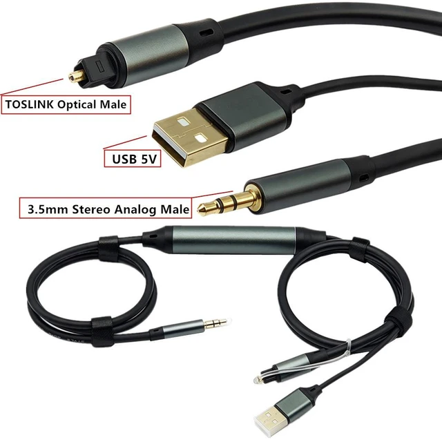 Alt view image 4 of 7 - TOSLINK Optical to 3.5mm Audio Converter Cable - Digital to Analog Audio Adapter with Built-in DAC - USB Powered 24bit/192kHz 105dB Dynamic Range S/PDIF - For TV Game Console and Headphone