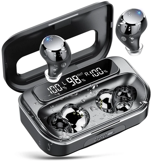 Alt view image 2 of 7 - Q26 In-Ear Bluetooth 5.2 Earbuds True Wireless Stereo Headphones with Digital Battery Display Emergency Charging Case IPX4 Water Resistant 48-Hour Battery Life Calling and Music Playback Pink