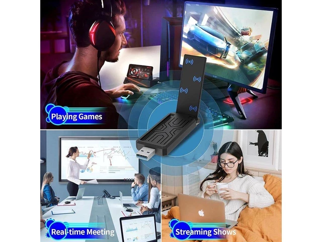 Alt view image 7 of 7 - AX5400M WiFi 6E USB Adapter AX5400 Wireless Network Adapter USB 3.0 WiFi Dongle 802.11AX Tri-Band 6GHz/5GHz/2.4GHz WPA3 OFDMA MU-MIMO Flip-Folding Antenna For Windows 11/10 PC Laptop