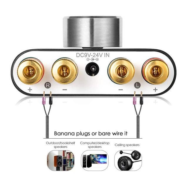 Alt view image 7 of 7 - Bluetooth 5.0 Stereo Power Amplifier 2.0 Channel 50Wx2 Digital Hi-Fi Audio Amplifier with AUX/USB/Bluetooth Input Wireless Audio Receiver and PC Sound Card Function Black