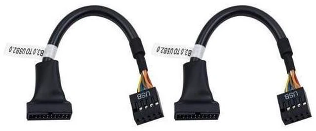 Main image of USB 3.0 to USB 2.0 Motherboard Adapter Cable 19 Pin USB 3.0 Male to 9 Pin USB 2.0 Female Header Converter USB 3.0 Header to USB 2.0 Motherboard Cable 6 inch/15cm 2-Pack