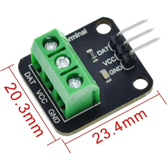 Alt view image 2 of 3 - DS18B20 Waterproof Temperature Sensor Module Kit Digital Temperature Probe Stainless Steel Sensor Cable with Terminal Adapter for Temperature Measurement 1M Cable