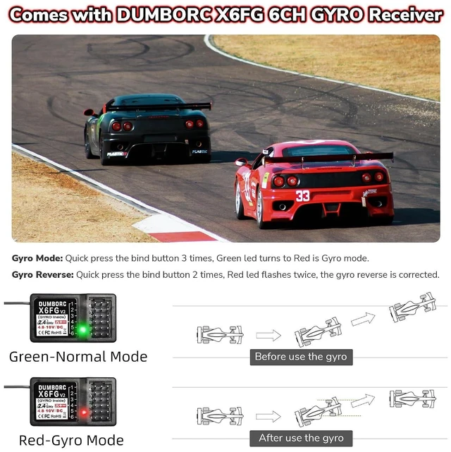 Alt view image 5 of 7 - X6PM-350 2.4GHz 6CH RC Transmitter with P6FG Gyro Receiver Mini Radio Controller and Remote Control System Low Voltage Alarm Fail-Safe Mixed Control for RC Cars Boats and Tanks