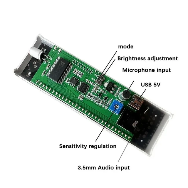 Alt view image 2 of 3 - LED Music Spectrum Display Sound-Controlled Audio Rhythm Light with 3.5mm Audio Input Ambient Light Pickup Atmospheric Rhythm Lighting and Music Visualization