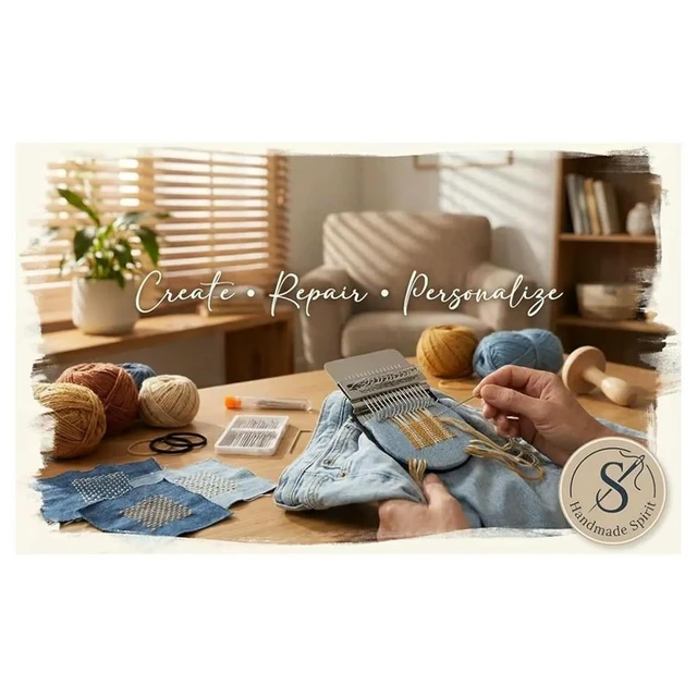 Alt view image 3 of 3 - Knit Patch Kit Darning Loom Mini Knitpatch Loom for Mending Jeans Socks and Clothes Clothing Repair Weaving Tool for DIY Weaving Arts and Fabric Patching
