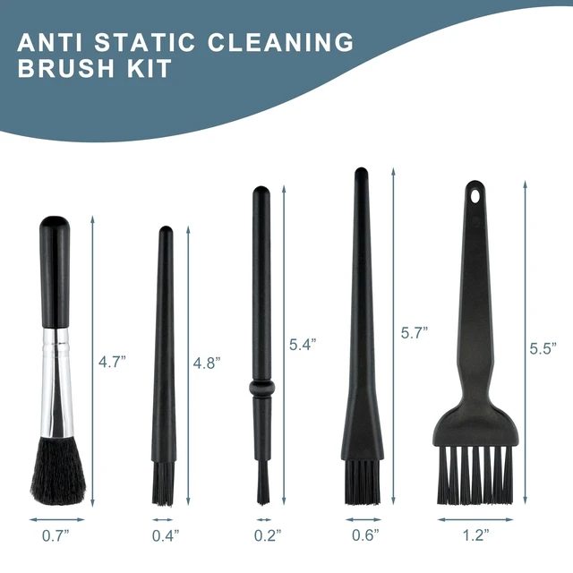 Alt view image 2 of 7 - Mini Keyboard Cleaning Brush Set 5 Different Types of Anti-Static Brushes Nylon Bristle Crevice Cleaning Kit with PP Handles for Keyboards Vents Circuit Boards and Small Spaces 5 PCS
