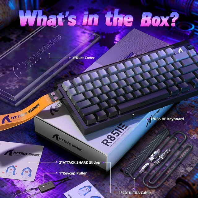 Alt view image 5 of 7 - R85 HE 75% Magnetic Gaming Keyboard Wired Hall Effect Keyboard with 8KHz Polling Rate 0.005mm Trigger Precision 256K Scan Rate Hot-Swappable Switches QMK Web Driver RGB Volume Knob Black Gradient