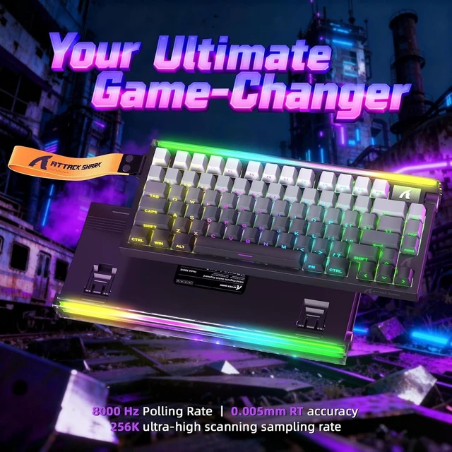 Alt view image 3 of 7 - R85 HE 75% Magnetic Gaming Keyboard Wired Hall Effect Keyboard with 8KHz Polling Rate 0.005mm Trigger Precision 256K Scan Rate Hot-Swappable Switches QMK Web Driver RGB Volume Knob Black Gradient