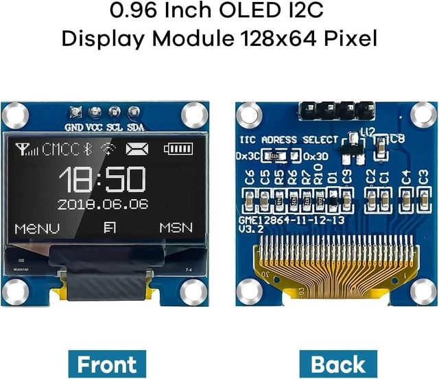 Alt view image 3 of 7 - 0.96-inch OLED Display Module SSD1306 128x64 Pixel I2C/IIC Screen Board Mini Self-Luminous Display 3.3V-5V DC >160° Viewing Angle For Raspberry Pi White 5 pcs