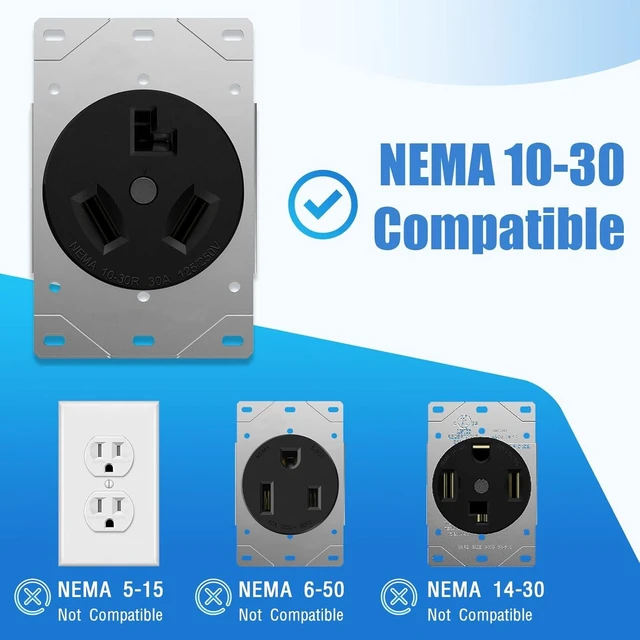 Alt view image 5 of 7 - 30 Amp Dryer Outlet Adapter NEMA 10-30P 3-Pin Plug to 14-30R 4-Pin Receptacle 220V 7500W Dryer Plug Converter 3-Prong to 4-Prong Dryer Receptacle Adapter
