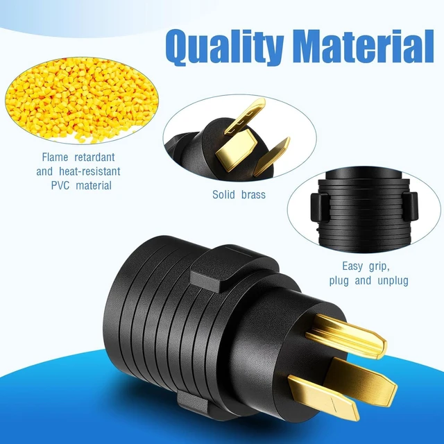 Alt view image 7 of 7 - 30 Amp Dryer Outlet Adapter NEMA 10-30P 3-Pin Plug to 14-30R 4-Pin Receptacle 220V 7500W Dryer Plug Converter 3-Prong to 4-Prong Dryer Receptacle Adapter