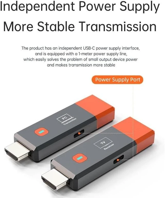 Alt view image 6 of 7 - Wireless HDMI Extender Kit with Transmitter and Receiver 328FT/100M 2.4G/5G HDMI Video and Audio Transmission 4K Decoding 1080P Output Plug and Play Screen Projection for Laptop TV Box Projector