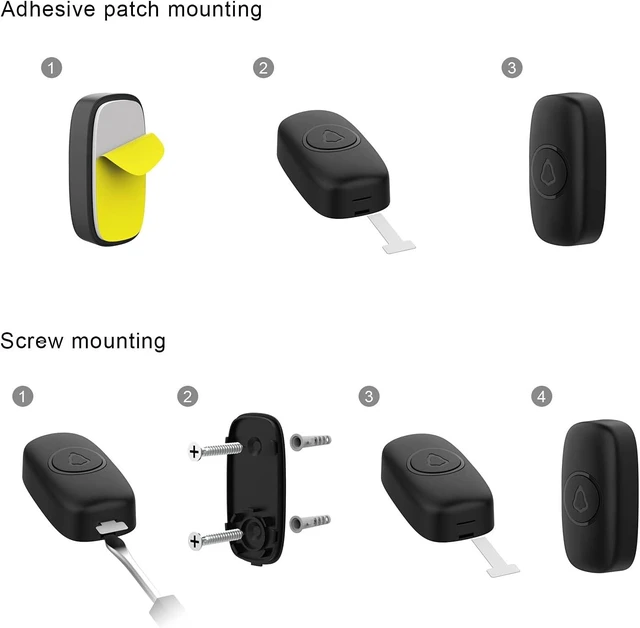Alt view image 7 of 7 - M520+F55 Wireless Doorbell Kit Cordless Doorbell Chime Receiver with Push Button 1000Ft Range 58 Chimes 5-Level Adjustable Volume Colorful LED IP55 Waterproof Memory Function Black